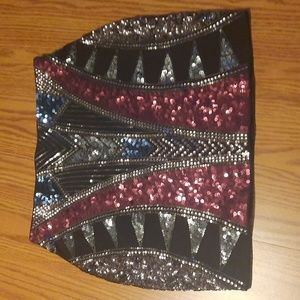 Express elastic mini skirt with sequins size XS